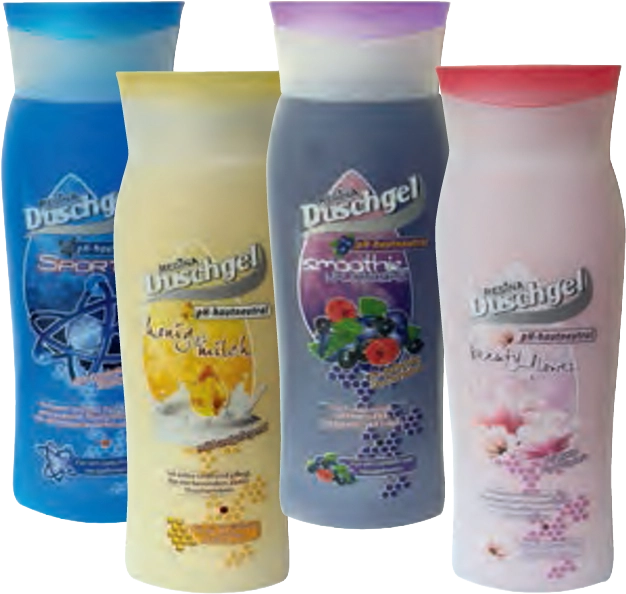 Duschgel in mehreren Varianten als Handelsmarke