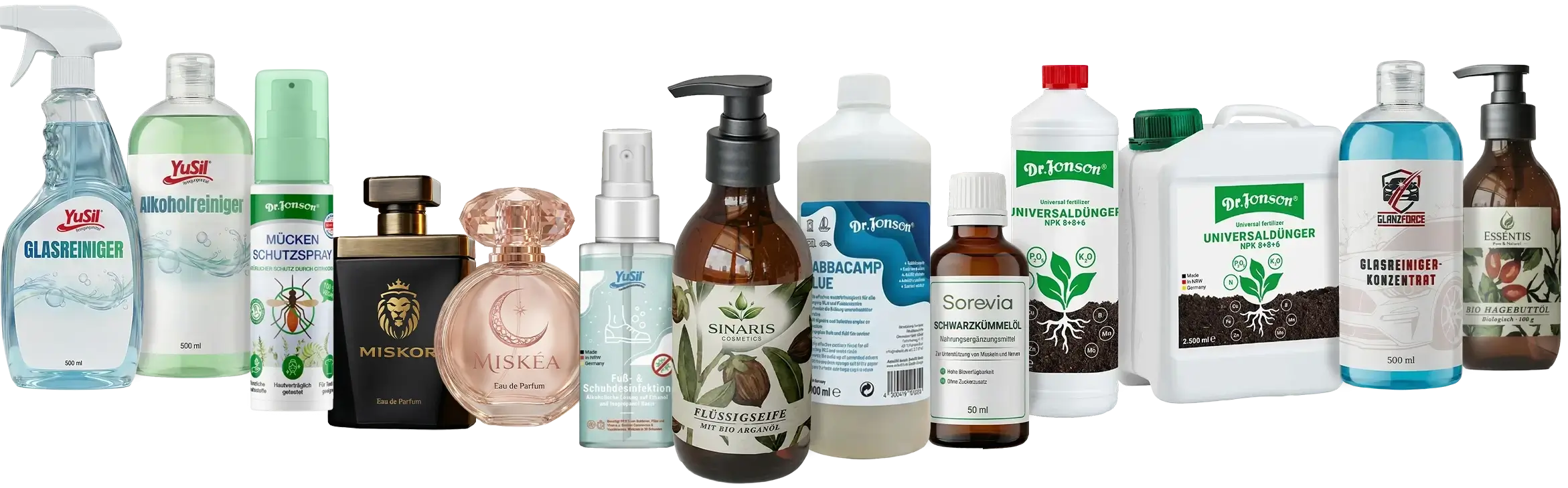 Produktzusammenstellung abgefüllter Private-Label-Produkte von privatelabel